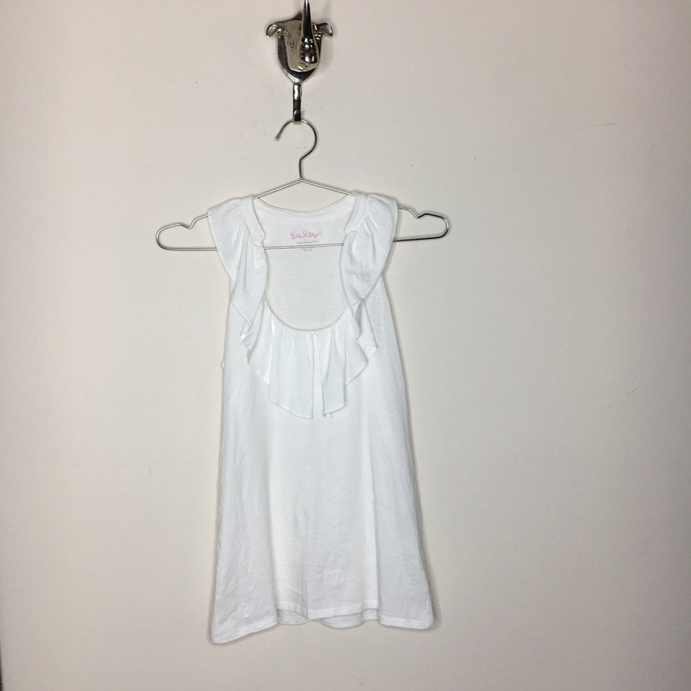 Lilly Pulitzer Scoop Neck Ruffle Sleeveless Top